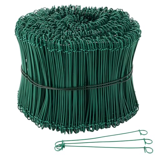 DAJAVE 1000 Stück Rödeldraht Grün 1,4 x 140 mm Rödeldraht mit Ösen, Rostfreier & Langlebiger Betonbindedraht, Blumendraht Grün Floristendraht 1,4mm Betonbindedraht Ösendraht Drill Draht von DAJAVE