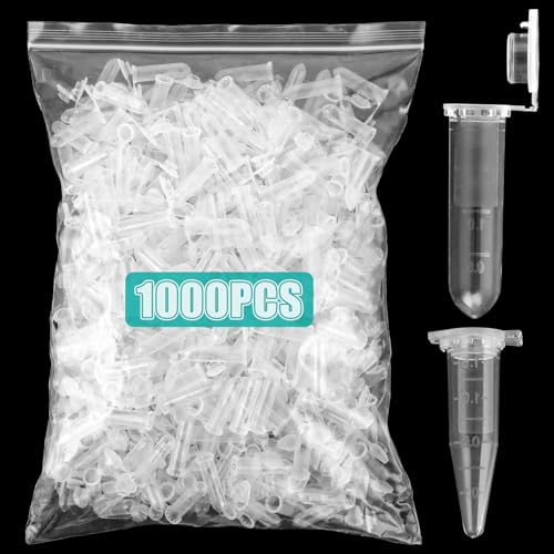DAJAVE 1000 Stück Zentrifugenröhrchen 1,5/2 ml Reaktionsgefäße Durchsichtiges Mikrozentrifugenröhrchen aus Kunststoff, Probenröhrchen Zentrifuge Reagenzgläser Lagerung Vial mit Snap Cap Transparent DAJAVE 1000 Stück Zentrifugenröhrchen 1,5/2 ml Reaktionsgefäße Durchsichtiges Mikrozentrifugenröhrchen aus Kunststoff, Probenröhrchen Zentrifuge Reagenzgläser Lagerung Vial mit Snap Cap Transparent von DAJAVE