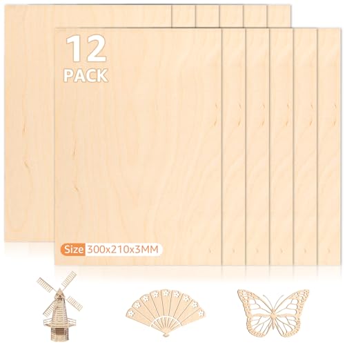 DAJAVE 12 Stück Spannplatte A4 Lindensperrholz zum Laserschneiden, Sperrholz A4 Holzplatte 3mm, Holzplatten zum Basteln, Sperrholz für Modellbau Kunst und Handwerk (30 X 21cm) DAJAVE 12 Stück Spannplatte A4 Lindensperrholz zum Laserschneiden, Sperrholz A4 Holzplatte 3mm, Holzplatten zum Basteln, Sperrholz für Modellbau Kunst und Handwerk (30 X 21cm) von DAJAVE