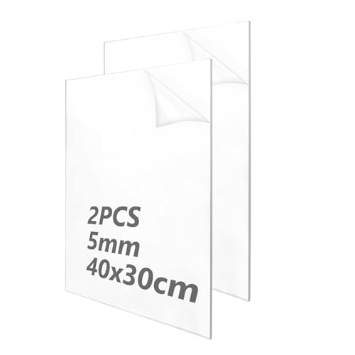 DAJAVE 2 Stück Acrylglas 40x30 cm Acrylplatten 5 mm Acrylglas Platte 400x300 mm Transparent Zuschnitt von Acrylglas, Transparente Acrylplatte für Display, Bilderrahmen, Malerei von DAJAVE