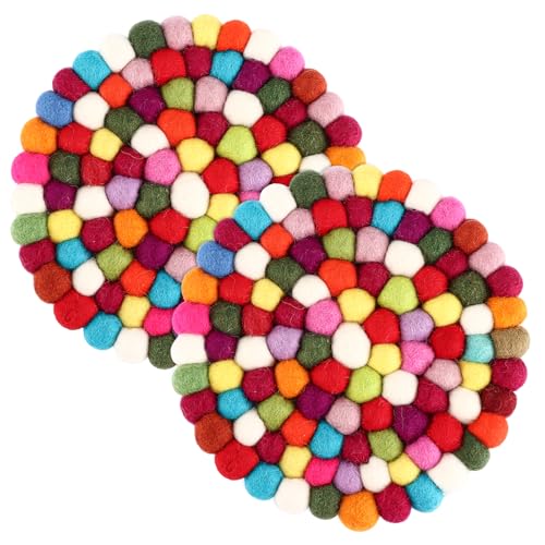 DAJAVE 2 Stück Topfuntersetzer Filz, Ø 20 cm Untersetzer, Schurwolle, Bunt, Runde Filzunterlage, bunter runder Untersetzer aus Wolle verhindert Verbrennungen in der Küche DAJAVE 2 Stück Topfuntersetzer Filz, Ø 20 cm Untersetzer, Schurwolle, Bunt, Runde Filzunterlage, bunter runder Untersetzer aus Wolle verhindert Verbrennungen in der Küche von DAJAVE