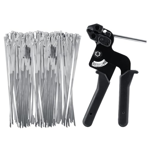 DAJAVE 200 Stück 4.6x250mm Edelstahl Kabelbinder und Metallbinderpistole, Metall Kabelbinderzange Kabelbinder Edelstahl Set für Kabelbündelung, Industrielle, Landwirtschaft DAJAVE 200 Stück 4.6x250mm Edelstahl Kabelbinder und Metallbinderpistole, Metall Kabelbinderzange Kabelbinder Edelstahl Set für Kabelbündelung, Industrielle, Landwirtschaft von DAJAVE