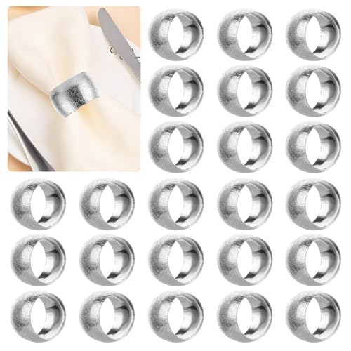 DAJAVE 24 Stück Serviettenringe, Silber Serviettenring, Serviettenringe aus Metall, Runde Napkin Rings, Serviettenschnallen für Tischdekoration, Hochzeitsfeier, amilie Sammeln, Festliche von DAJAVE