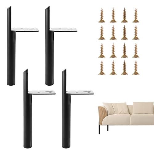 DAJAVE 4 Stück 6" / 15cm Ersatz Möbelfüße Metall Schwarz Möbelfüsse für Sofas Schuhschränke Couchtische Esstisch von DAJAVE