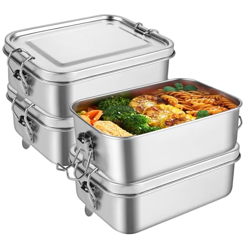 DAJAVE 4 Stück Edelstahl Brotdose 850ml Edelstahl Bento Box, Bento Box für Kinder & Erwachsene, Auslaufsicher & Dichtungsring, Meal Prep Boxen, Jausenbox Brotbox zum Kindergarten Kita Schule DAJAVE 4 Stück Edelstahl Brotdose 850ml Edelstahl Bento Box, Bento Box für Kinder & Erwachsene, Auslaufsicher & Dichtungsring, Meal Prep Boxen, Jausenbox Brotbox zum Kindergarten Kita Schule von DAJAVE