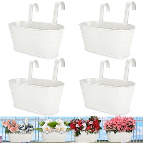 DAJAVE 4 Stück Metall Blumentopf Hängend, 27.5cm Hängeblumentopf, Hängende Blumentöpfe Weiß, Blumentopf Balkongeländer Große Blumenkasten Hängend Für Balkon Zaun Garten DAJAVE 4 Stück Metall Blumentopf Hängend, 27.5cm Hängeblumentopf, Hängende Blumentöpfe Weiß, Blumentopf Balkongeländer Große Blumenkasten Hängend Für Balkon Zaun Garten von DAJAVE