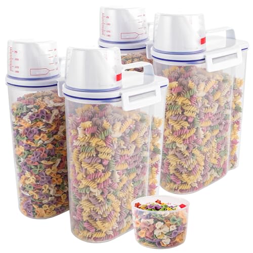DAJAVE 4 Stück Vorratsdosen 2,5L,Müsli Aufbewahrung Behälter Küche,Waschmittel Aufbewahrung,Luftdichte Vorratsbehälter Kunststoff Aufbewahrungsbox mit messbecher,Vorratsgläser für Hundefutter und Reis von DAJAVE