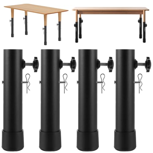 DAJAVE 4 Stück klapptische Tischbeinverlängerung, verstellbare Tischbeinverlängerungen und Erhöhungen, Tischstütze, Hebebein für Gebogene, öhenverstellbare Tischbeinerhöhung bis 20cm von DAJAVE