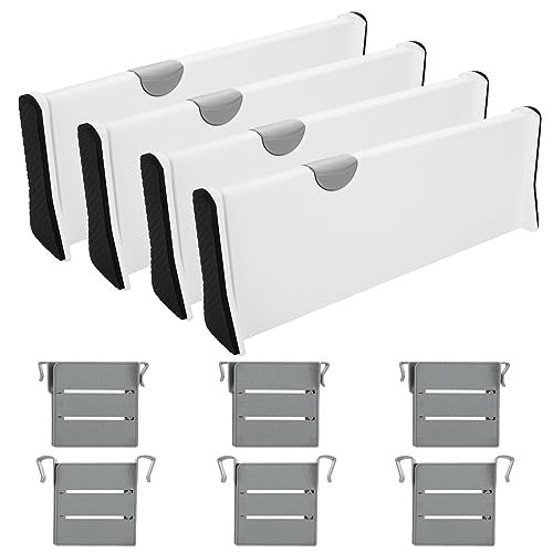 DAJAVE 4er-Set Schubladentrenner Verstellbar (27.6-43.5 cm, 10cm Hoch), Schubladenteiler Organizers mit Trennstegen, Schubladen Organisers Separatoren für Schlafzimmer, Kommode, Schrank, Büro von DAJAVE