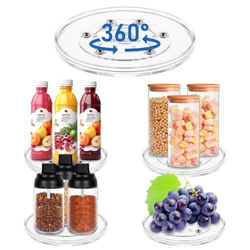 DAJAVE 5 Stück Acryl Lazy Susan Drehteller Kühlschrank, Lazy Susan Drehteller Organizer, 360° Drehbarer Kühlschrank Drehteller Organizer für Vorratsdosen und Gewürze Küchenschrank (12,7cm) von DAJAVE