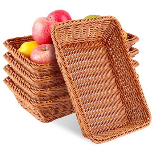 DAJAVE 5er Set Brötchenkorb 35 x 25 x 7 cm Brotkörbchen Brotkorb Geflochten Wicker Basket Rattan Korb Woven Wicker Storage Basket für Gemüse, Obst, Brot, Lebensmittel, Home Kitchen Restaurant DAJAVE 5er Set Brötchenkorb 35 x 25 x 7 cm Brotkörbchen Brotkorb Geflochten Wicker Basket Rattan Korb Woven Wicker Storage Basket für Gemüse, Obst, Brot, Lebensmittel, Home Kitchen Restaurant von DAJAVE