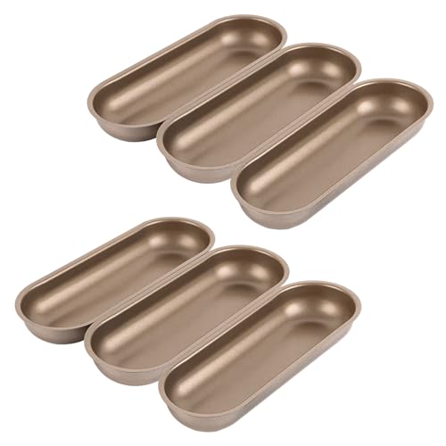 DAJAVE 6 Stück Hotdog Brötchen Backform 19x7x2.5 cm Mini-Brotbackformen, Leckere French Hot Dog Brötchen selbst machen, Antihaftbeschichtete Brotformen, Hotdog Buns Backblech, Spülmaschinenfest von DAJAVE