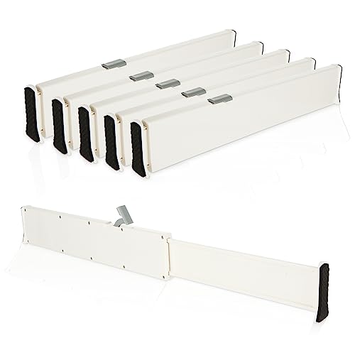 DAJAVE 6er-Set Schubladentrenner Verstellbar, 33.2-55 cm Schubladentrenner Küche 6cm Hoch, Schubladenteiler Organizers Separatoren für Schlafzimmer, Kommode, Schrank, Büro von DAJAVE