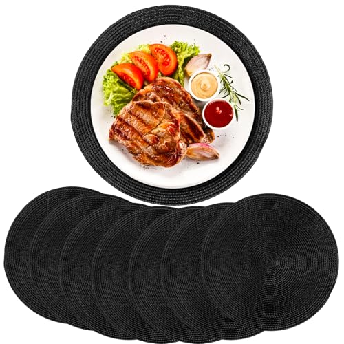 DAJAVE 8 Stück Tischset Rund Geflochten, Tischsets Platzsets Abwaschbar 8er Set 38cm Platzdeckchen Schwarz Platzset Rund rutschfest Hitzebeständig für Küche Hochzeit Weihnacht -Platzset Schwarz DAJAVE 8 Stück Tischset Rund Geflochten, Tischsets Platzsets Abwaschbar 8er Set 38cm Platzdeckchen Schwarz Platzset Rund rutschfest Hitzebeständig für Küche Hochzeit Weihnacht -Platzset Schwarz von DAJAVE