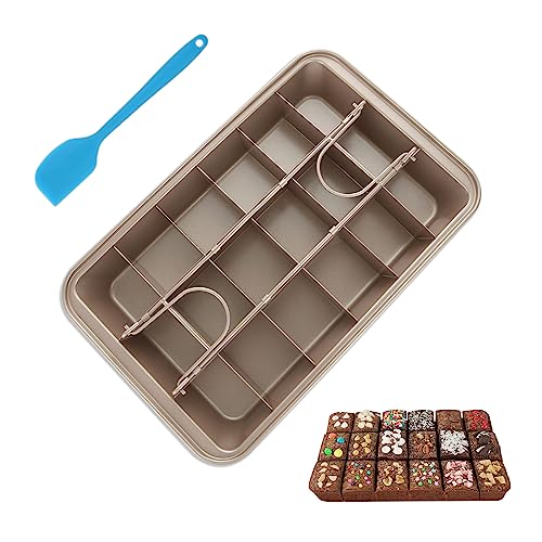 DAJAVE Brownie-Dosen zum Backen, Brownie-Tablett mit Trennwänden, antihaftbeschichtet, Brownies-Backblech, 18 Mulden, Backformen, geteilte Brownies-Pfanne für Cupcakes, Pudding, Muffin von DAJAVE