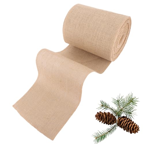 DAJAVE Jute Tischläufer 20cmx20m Natur, Juteband Tischband Tischläufer Jute Leinenstoff Meterware Zuschneidbar für Verschiedene Schreibtischgrößen Tischband für Gartenparty, Hochzeit von DAJAVE