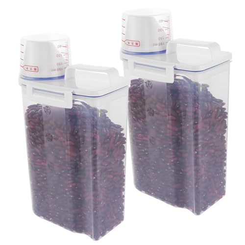 DAJAVE Müsli Aufbewahrung 2er Set 2000 ml Waschpulver Aufbewahrungsbox with Measuring Cup, Vorratsdosen mit Deckel Luftdicht, Schüttdosen für Trockenfutter Reis Mehl Waschmittel Hundefutter von DAJAVE