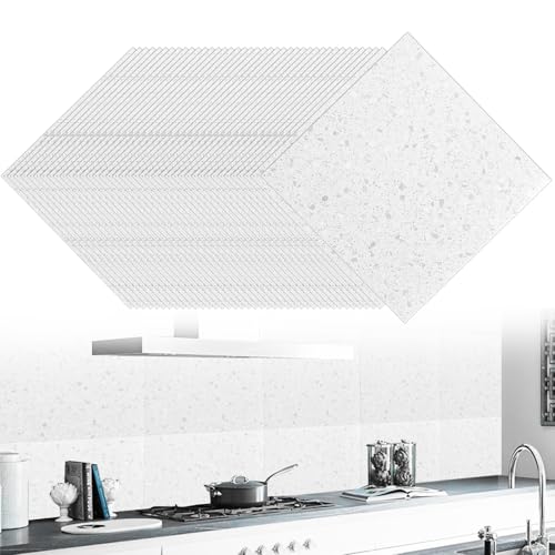 DAJAVE PVC Bodenbelag Betonoptik, 30cm x 30cm Vinylboden Selbstklebend Bodenfliesen Betonoptik Grau Klebefliesen Boden, Vinylboden Rutschfest, Wasserfest, Vinyl Fliesen Wohnzimmer (weißer Marmor) von DAJAVE