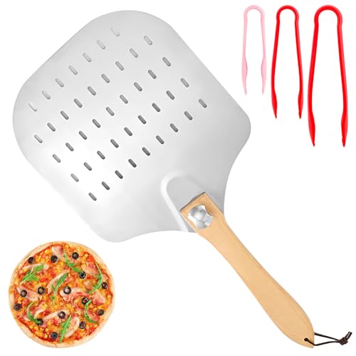 DAJAVE Pizzaschieber Edelstahl 30cm Pizza Schieber mit Faltbarem Griff aus Akazienholz und Groß Fläche, Spülmaschinenfest, Pizzamesser Profi Edelstahl, Pizzaschaufel für Pizzaofen-Backen von DAJAVE