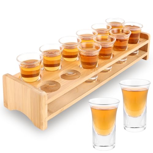 DAJAVE Schnapsglas-Set, 12 Stück Schnapsgläser 3cl/30ml Cocktailhalter und Shotgläser, Likörgläser Dicke Basis, Party Zubehör Kleines Schnapsglas, Schnapsglas-Set, Schnapsglas-Halter, icker Boden von DAJAVE