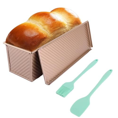 DAJAVE Toastbrot Backform mit Deckel 1000g Kastenform Brot Toast Brotbackform, Brotbackform Edelstahl, Antihaft Brotform Pullman Laib Pfanne Brot Toastform für Brotback Toast Kuchen-Roségold von DAJAVE