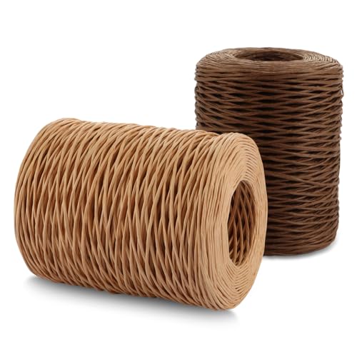 DAJAVE 2x200m Papierdraht, 2mm Papierdraht zum Basteln, Blumenbindedraht, Papierdraht Natur Dekodraht Eisendraht zum Basteln, Floristik Papierkordel 2mm Papierwickeldraht für Verpackung von DAJAVE