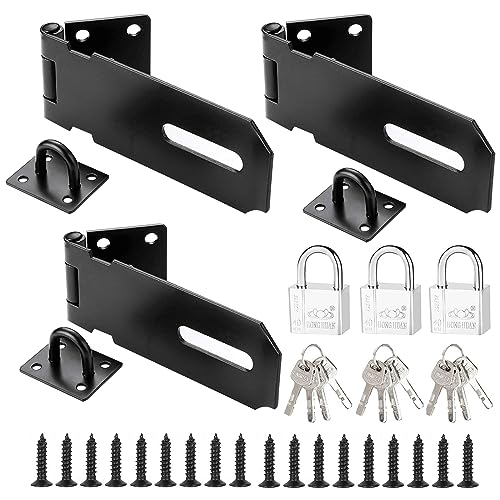 DAJAVE 3 Stück Überfalle für Vorhängeschloss 4 Zoll Haspe, Schwarz Riegelschloss Abschliessbar Edelstahl Sicherheitsüberfalle Schlossriegel, Riegel Schloss für Schuppen, Garage, Schranktür DAJAVE 3 Stück Überfalle für Vorhängeschloss 4 Zoll Haspe, Schwarz Riegelschloss Abschliessbar Edelstahl Sicherheitsüberfalle Schlossriegel, Riegel Schloss für Schuppen, Garage, Schranktür von DAJAVE