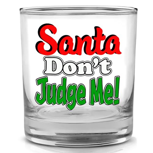 Lustiges Whiskyglas mit Aufschrift "Santa Dont Judge Me", altmodisches Geschenk für Ihn, Männer, Vater, Mutter, Opa von DAJDC