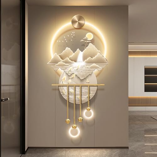 Großes Skulpturengemälde Zum Aufhängen An Der Wand, 3D-Wandkunstdekor Mit Metallkugelanhänger, Umweltfreundliche UV-Rückseite, Wandbild Mit Neun Fischen Zum Aufhängen(A,60 * 120cm) von DAJIAYIQI