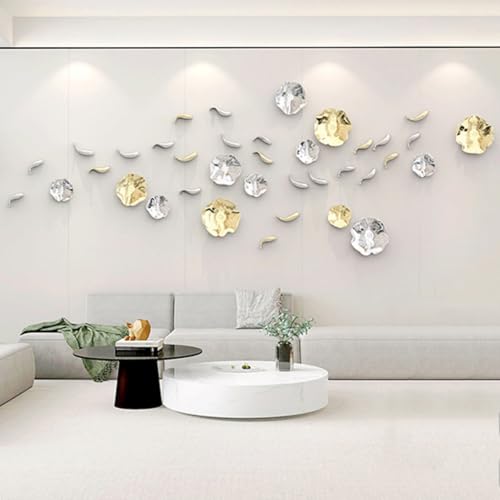Moderne Wandskulpturen, 3D-großes Wandkunstdekor, Karpfenfisch-Lotusblatt-Wandanhänger, ABS-Materialien, Wandbehangdekoration, für Zuhause, Schlafzimmer, Badezimmer, Wohnzimmer(Set of A) von DAJIAYIQI