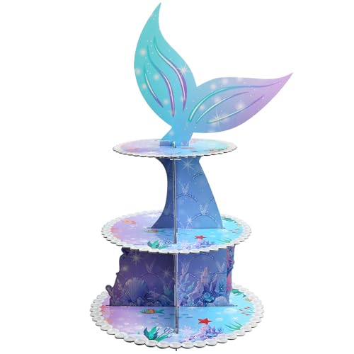DAJISI Etagere 3 Etagen, Cupcake Ständer Meerjungfrau Muffin Deko Karton Tortenständer 3 Etagen Macarons Ständer Muffin Ständer für Desserts Cupcakes Vorspeisen Früchte von DAJISI