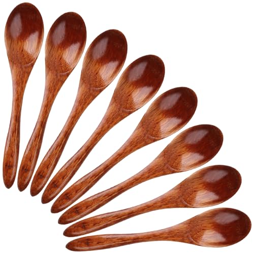 DAJISI 8 Stück Honiglöffel, Holzlöffel 15 CM Holzlöffel Klein Dunkelbraun Honiglöffel Holz Kleine Holzlöffel Holz Löffel für Suppe Kaffee Salat Desserts Schöpfkellen von DAJISI