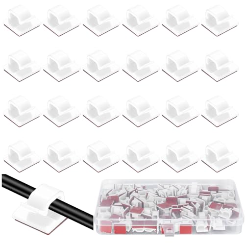 110PCS Weiß Kabelclips Selbstklebende, Kabelhalter Kabelklemmen, Draht Kabel Halter, Kabel Clips, Kabelführungsclips, Kabelorganisatoren Kabel Management Halter für Büro Flachkabel Schreibtisch von DAJMAIEZ
