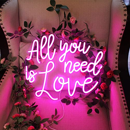 Alles was Sie brauchen ist rosa Neonschild für Hochzeit LED-Neonlichtschild Schlafzimmer Geburtstagsparty Bachelorette Verlobung, Hauswand, Weihnachtsdekoration von DAKABUKA