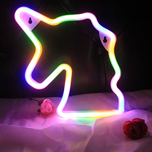 DAKABUKA Einhorn-LED-Neonschilder, USB- oder batteriebetriebenes Nachtlicht für Valentinstag-Dekoration, Weihnachten, Geburtstagsgeschenke, Mädchenzimmer, Wohnzimmer (bunt) von DAKABUKA