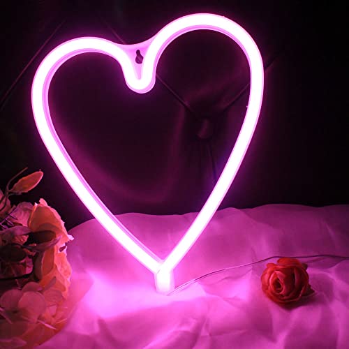 DAKABUKA Herz-Neonschilder, LED-Nachtlichter für Wanddekoration, USB- oder Batterie-Schilder für Schlafzimmer, Geburtstagsparty, Valentinstag, Weihnachten, Wohnzimmer von DAKABUKA