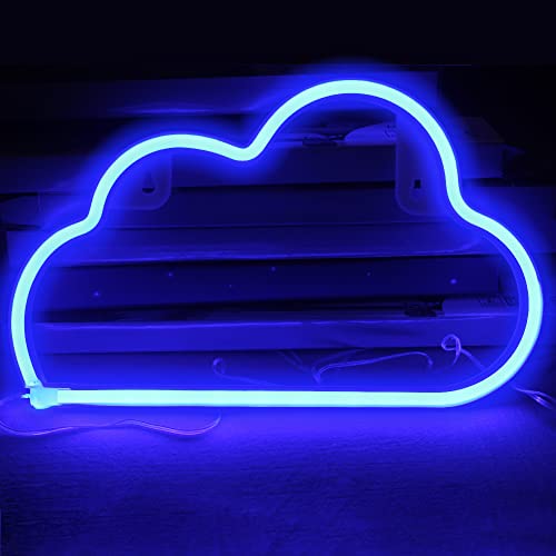 DAKABUKA Neon-Schilder, LED-Wolkenlicht für Wanddekoration, USB- oder Batterieschilder für Schlafzimmer, Geburtstagsfeier, Weihnachten, Wohnzimmer, Kinder, Hochzeit, Mädchen, Dekoration (Blau) von DAKABUKA