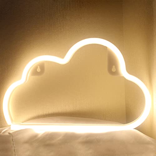 DAKABUKA Neon-Schilder, LED-Wolkenlicht für Wanddekoration, USB- oder Batterieschilder für Schlafzimmer, Geburtstagsfeier, Weihnachten, Wohnzimmer, Kinder, Hochzeit, Mädchen, Dekoration (warmweiß) von DAKABUKA