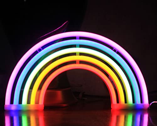 DAKABUKA Regenbogen-Neonschilder, Nachtlichter für Wanddekoration, USB- oder batteriebetrieben, für Schlafzimmer, Kinderzimmer, Wohnzimmer, Bar, Weihnachtsdekoration von DAKABUKA