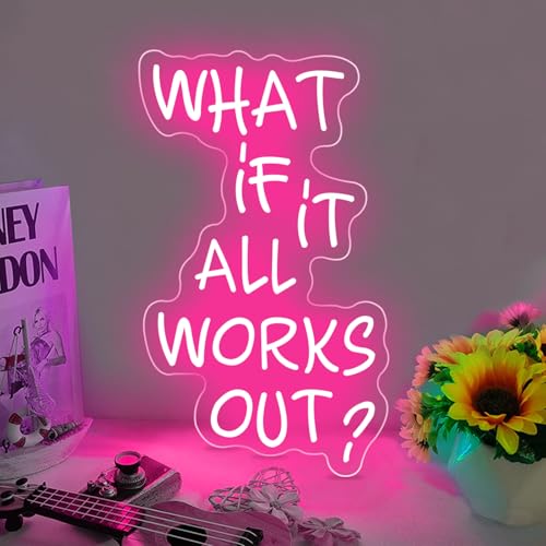 DAKABUKA What if it All Works Out Neonschild Positives Pink LED Neonschild Wanddekoration für Party Bar Zimmer Personalisierte Geschenke für Töchter Freunde Mädchen DAKABUKA What if it All Works Out Neonschild Positives Pink LED Neonschild Wanddekoration für Party Bar Zimmer Personalisierte Geschenke für Töchter Freunde Mädchen von DAKABUKA