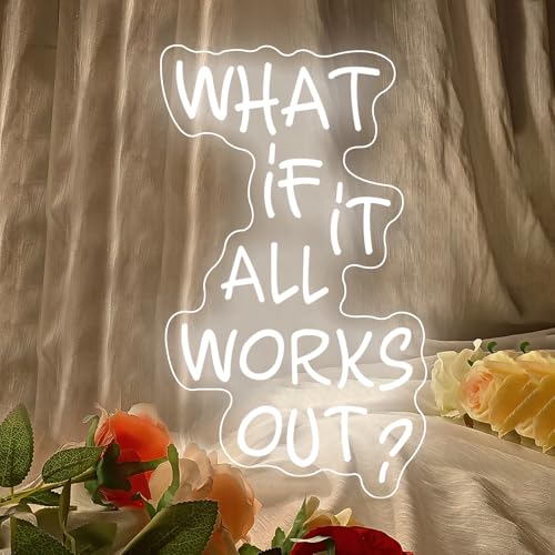 What if it All Works Out Neonschild Positives weißes LED-Neonschild Wanddekoration für Party-Bar-Raum Personalisierte Geschenke für Töchter, Freunde, Mädchen What if it All Works Out Neonschild Positives weißes LED-Neonschild Wanddekoration für Party-Bar-Raum Personalisierte Geschenke für Töchter, Freunde, Mädchen von DAKABUKA