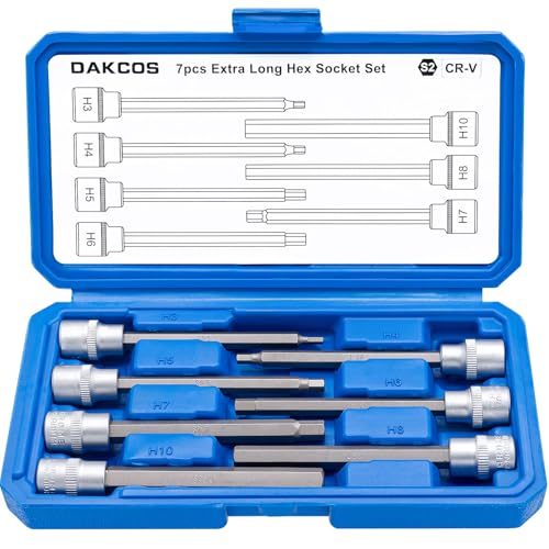 DAKCOS 7tlg langes Sechskant Steckschlüsselsatz 3/8", Hex Bit Socket Set H3 H4 H5 H6 H7 H8 H10 | Nüsse aus CR-V | Bit aus S2 DAKCOS 7tlg langes Sechskant Steckschlüsselsatz 3/8", Hex Bit Socket Set H3 H4 H5 H6 H7 H8 H10 | Nüsse aus CR-V | Bit aus S2 von DAKCOS