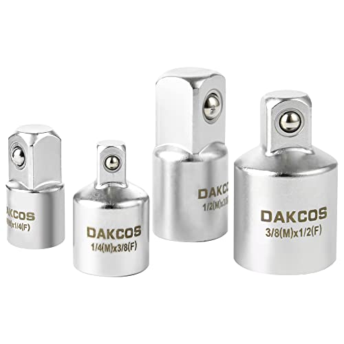 DAKCOS Adapter-Satz Adapter-Set Stecknuss-Adapter | 4-tlg. | 1/4" auf 3/8", 3/8" auf 1/4", 3/8" auf 1/2", 1/2" auf 3/8", mattierte Chromoberfläche | CR-V von DAKCOS