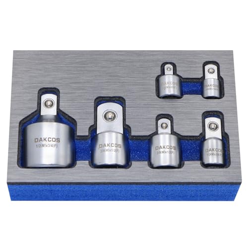 DAKCOS Adapter-Satz Adapter-Set Stecknuss-Adapter | 6-tlg. | 1/4" auf 3/8", 3/8" auf 1/4", 3/8" auf 1/2", 1/2" auf 3/8", 3/4" auf 1/2", 1/2" auf 3/4", mattierte Chromoberfläche | CR-V von DAKCOS