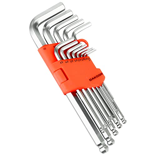 DAKCOS Innensechskantschlüssel Satz 13 tlg mit Kugelkopf Innensechskant Satz Winkelschlüssel Set HX mit CR-V, Metrisch, 1, 27 bis 10 mm, in Kunststoffclip DAKCOS Innensechskantschlüssel Satz 13 tlg mit Kugelkopf Innensechskant Satz Winkelschlüssel Set HX mit CR-V, Metrisch, 1, 27 bis 10 mm, in Kunststoffclip von DAKCOS