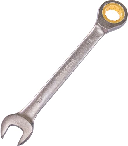 DAKCOS Kombi-Ratschenschlüssel 18mm Metrischer Ratschenringmaulschlüssel mit mattierter Chromoberfläche aus CR-V DAKCOS Kombi-Ratschenschlüssel 18mm Metrischer Ratschenringmaulschlüssel mit mattierter Chromoberfläche aus CR-V von DAKCOS