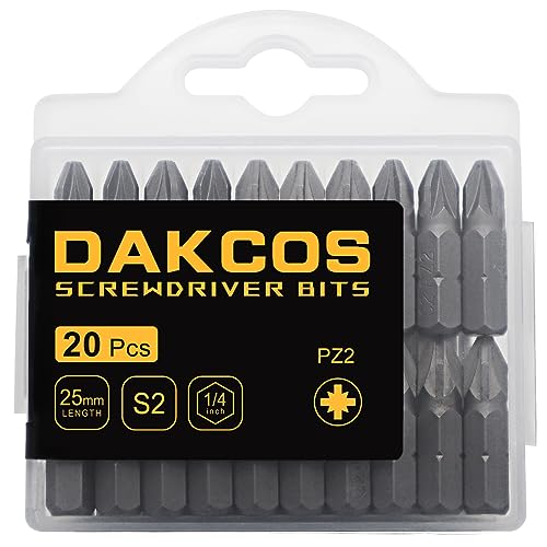 DAKCOS PZ2 Bit, Bits PZ2, Bit-Sortiment aus S2 (Länge: 25 mm, 20 Stück) von DAKCOS