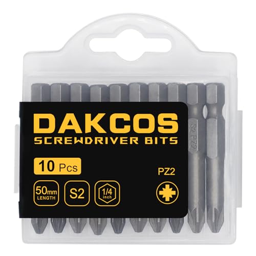 DAKCOS PZ2 Bit lang, Bits PZ2, Bit-Sortiment aus S2 (Länge: 50 mm, 10 Stück) von DAKCOS