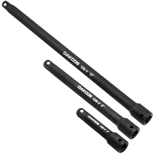 DAKCOS Steckschlüssel-Verlängerungen 3-tlg. Verlängerungs Satz 3/8 Zoll Antrieb aus CR-V mit schwarzer Phosphatierung von DAKCOS