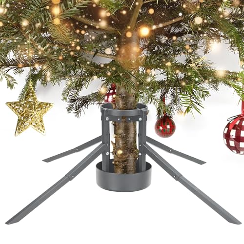 DAKEPOLE Weihnachtsbaumständer, Stabile Abnehmbare Weihnachtsbaumständer Baumhalter für Lebenige Weihnachtsbaum Stämme, Silber Christbuamständer Passt bis zu 220 cm Echte Bäume von DAKEPOLE